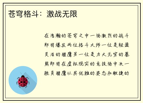 苍穹格斗：激战无限